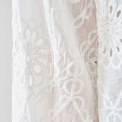 カットワーク 刺繍 Vネック 七分袖 ブラウス 綿100 ゆったり 涼しい 冷房対策 夏 M-L