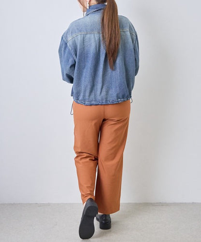 ブラウス シャツ デニム ハート柄 ドロップショルダー ゆったり 秋 冬 F