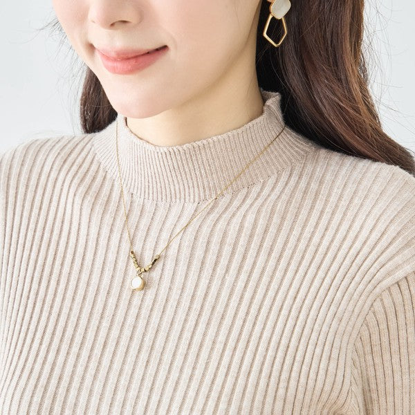 ワンピース ドッキング リブニット ふくれジャガード 異素材切替 すっきり 秋冬 M L