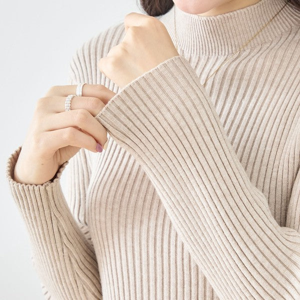 ワンピース ドッキング リブニット ふくれジャガード 異素材切替 すっきり 秋冬 M L