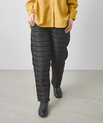 パンツ 中綿 キルティング 裏起毛 暖か 防寒 ウエストゴム 体型カバー 秋 冬 M-L LL