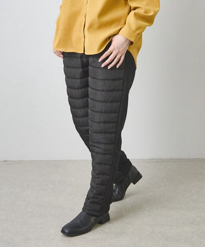 パンツ 中綿 キルティング 裏起毛 暖か 防寒 ウエストゴム 体型カバー 秋 冬 M-L LL