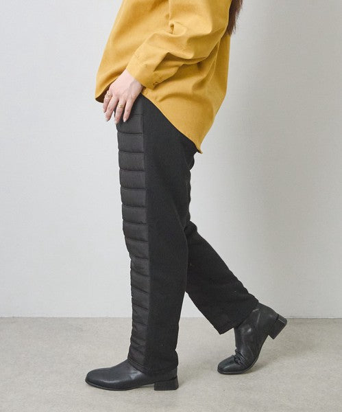 パンツ 中綿 キルティング 裏起毛 暖か 防寒 ウエストゴム 体型カバー 秋 冬 M-L LL