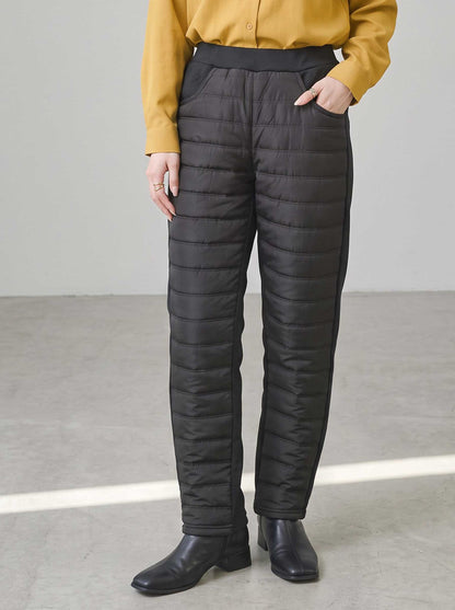 パンツ 中綿 キルティング 裏起毛 暖か 防寒 ウエストゴム 体型カバー 秋 冬 M-L LL