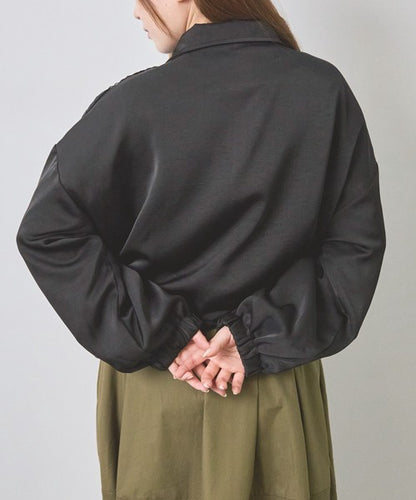 ジャケット ブルゾン フリル レース ショート丈 ゆったり 体型カバー 秋 冬 F