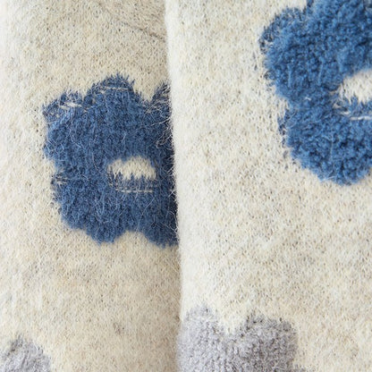 ニット プルオーバー セーター 花柄 ゆったり 体型カバー 秋 冬 M L