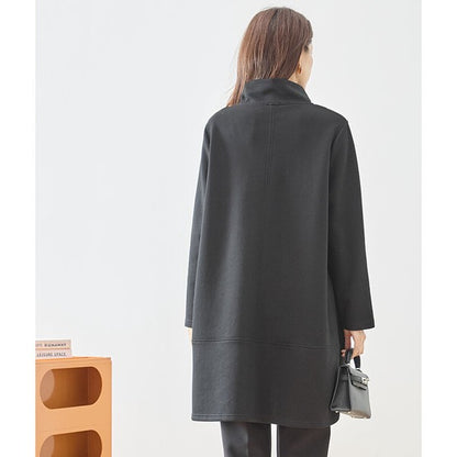 チュニック プルオーバー カットソー ドット柄 異素材 切替 ゆったり 体型カバー 秋 冬 M L