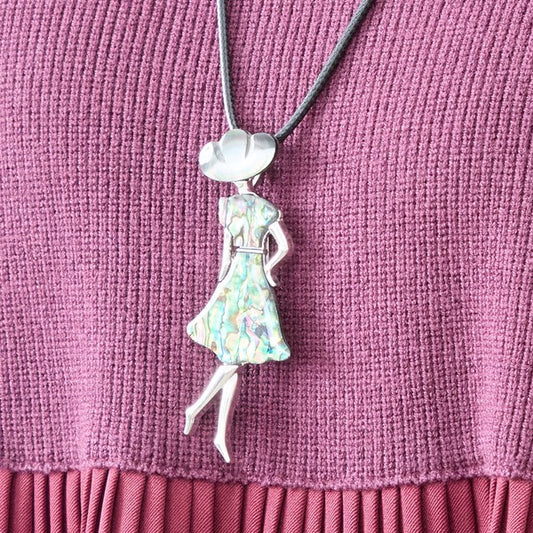 ネックレス アクセサリー ロング ガールモチーフ 貝殻 合金 カジュアル きれいめ 秋 冬