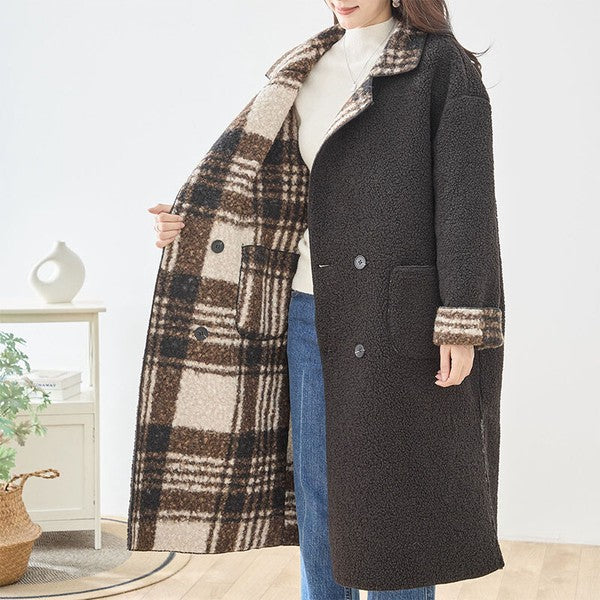 アウター コート ロングコート リバーシブル ゆったり 体型カバー 秋 冬 L LL