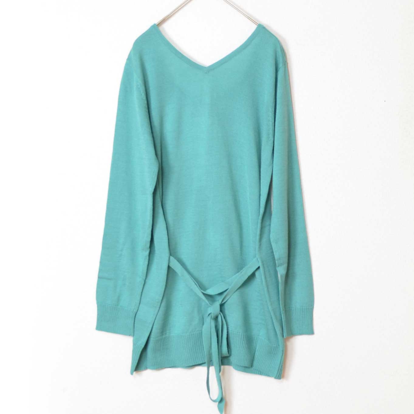 【SALE】リボン ブローチ付 ロング カーディガン ゆったり 体型カバー 羽織り 秋 冬 M