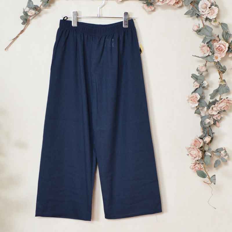 【M～L/L～LL】猫ワッペン付きワイドパンツ｜後ろ姿もキュートな大人カジュアル（31310）