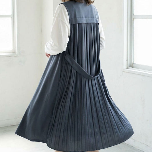 【M-L】バックプリーツ切替 ロングジレ ベスト 羽織り 体型カバー 大人きれいめ canacreer 4854821