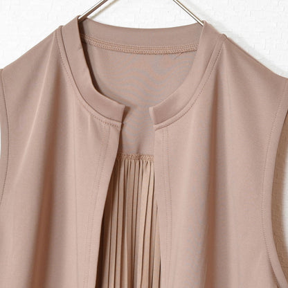 【M-L】バックプリーツ切替 ロングジレ ベスト 羽織り 体型カバー 大人きれいめ canacreer 4854821