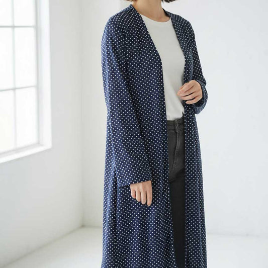 ドット シフォン トッパー カーディガン ロング丈 透け感 羽織り フリー