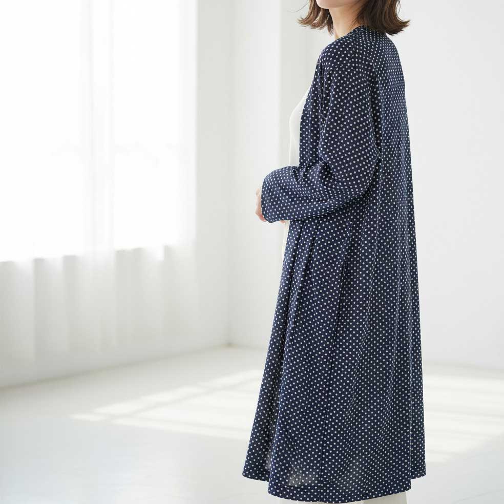 ドット シフォン トッパー カーディガン ロング丈 透け感 羽織り フリー