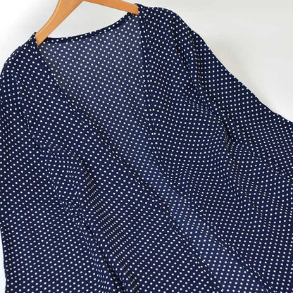 ドット シフォン トッパー カーディガン ロング丈 透け感 羽織り フリー