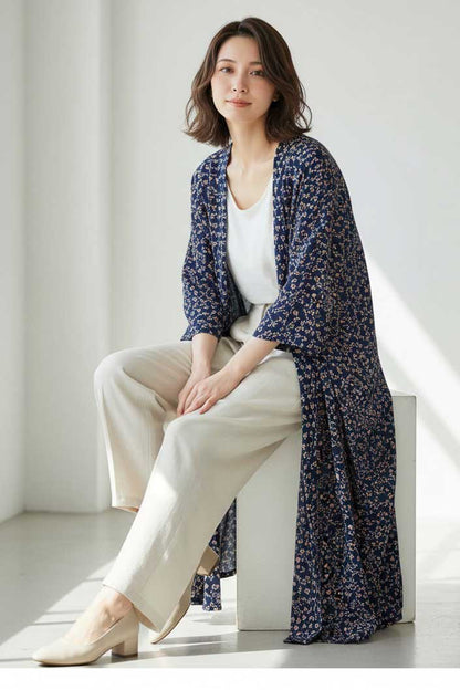 ドット シフォン トッパー カーディガン ロング丈 透け感 羽織り フリー