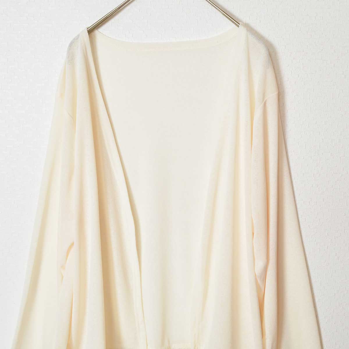 裾レース 切り替え トッパー カーディガン 長袖 ゆったり 体型カバー 羽織り M-L