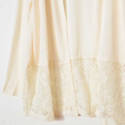 裾レース 切り替え トッパー カーディガン 長袖 ゆったり 体型カバー 羽織り M-L