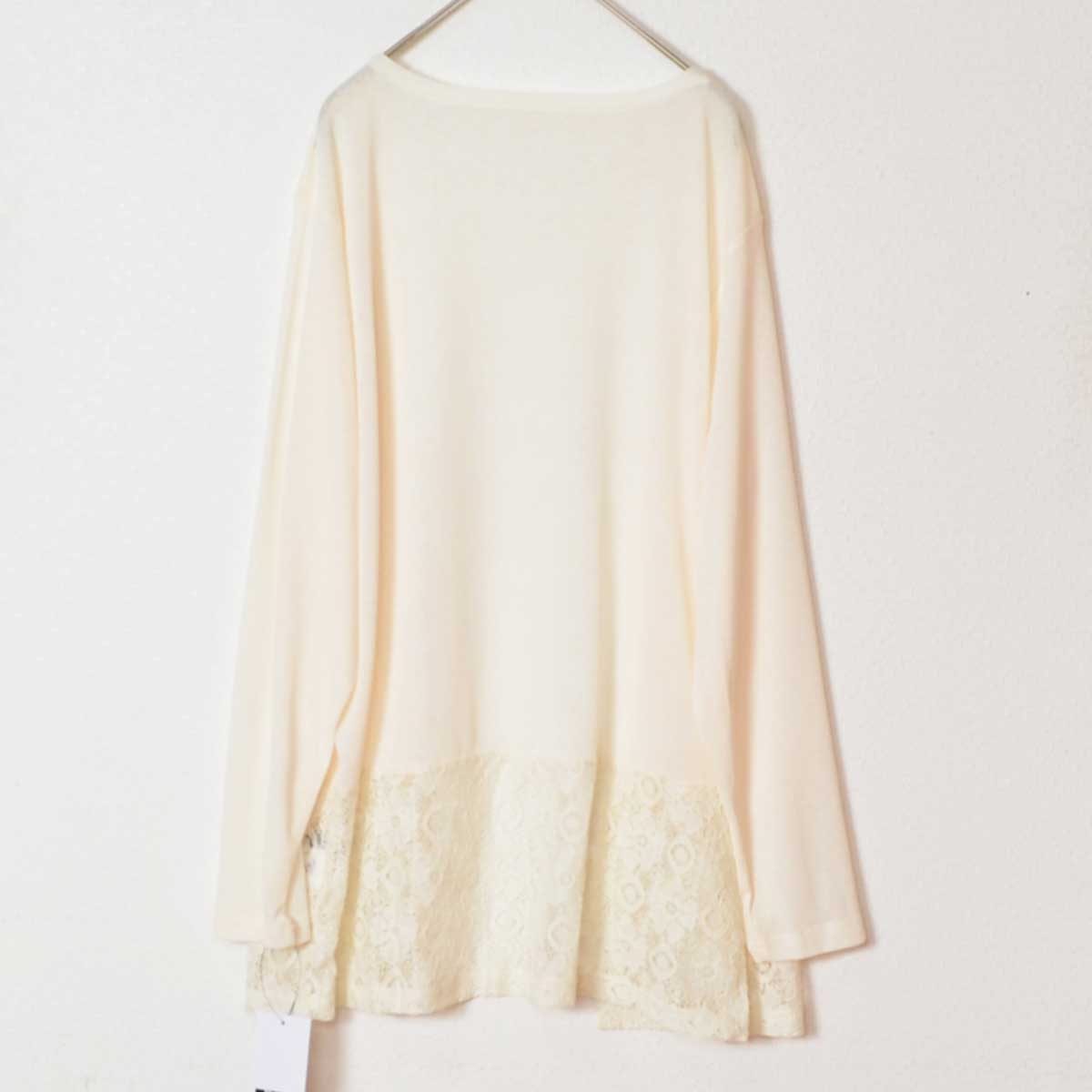 裾レース 切り替え トッパー カーディガン 長袖 ゆったり 体型カバー 羽織り M-L