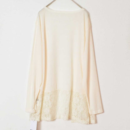 裾レース 切り替え トッパー カーディガン 長袖 ゆったり 体型カバー 羽織り M-L
