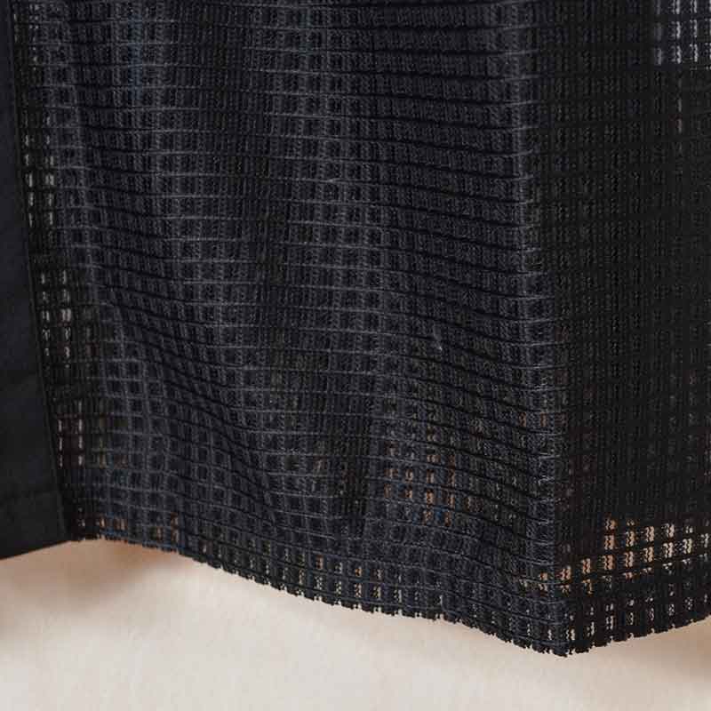 【M〜L】メッシュロングベスト 襟付き羽織りポケット付き 前開きロング丈 (N99-112)