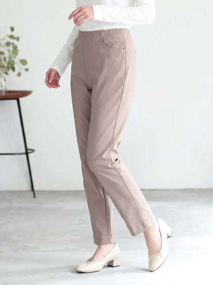 日本製 プレミアムストレッチ テーパード パンツ ポケット付 美脚 すっきり 秋冬 M L LL