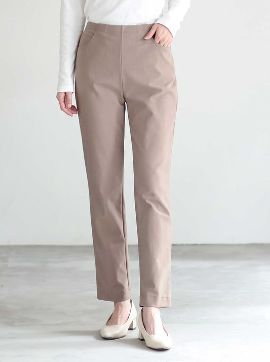 日本製 プレミアムストレッチ テーパード パンツ ポケット付 美脚 すっきり 秋冬 M L LL