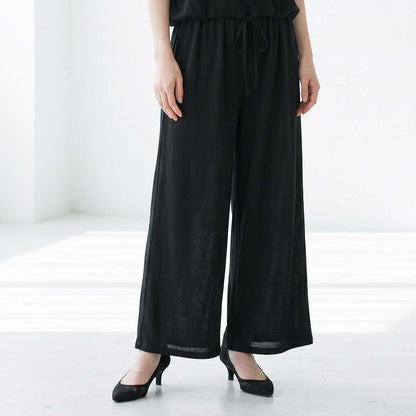 透け感ナシ地 チュニック＆ワイドパンツ セットアップ 2点セット 半袖 ゆったり M-L