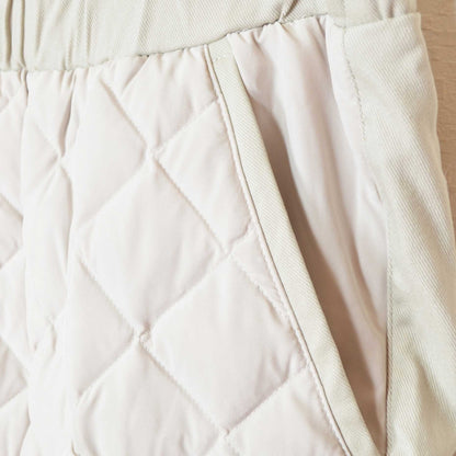 ダウン パンツ キルティング 暖か 防寒 ストレッチ ウエストゴム 秋 冬 M L ダウン80%・フェザー20%
