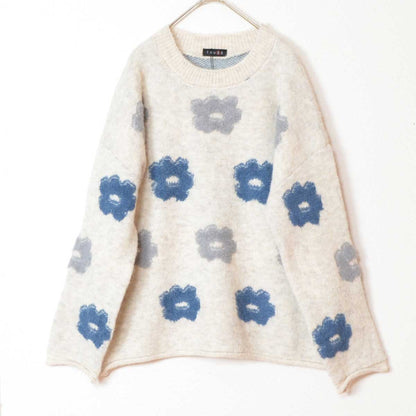 ニット プルオーバー セーター 花柄 ゆったり 体型カバー 秋 冬 M L