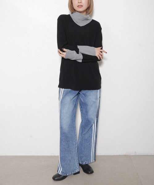 ストレートデニムと合わせたシンプルな大人カジュアルコーデ（正面）