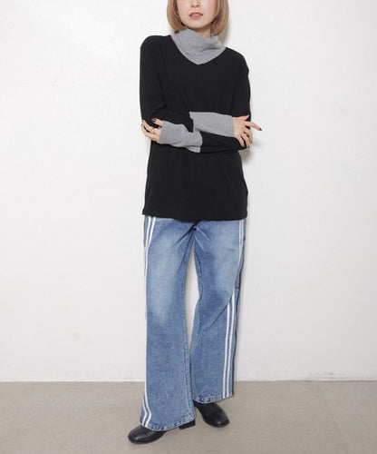 ストレートデニムと合わせたシンプルな大人カジュアルコーデ（正面）