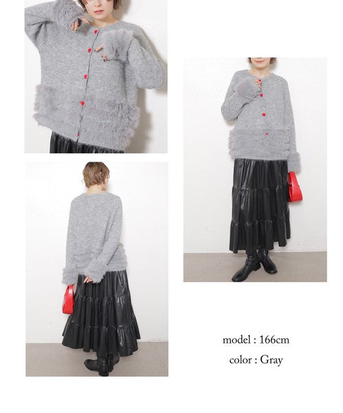 【M〜L】ふわふわハートボタンニットカーディガン｜ChouChou