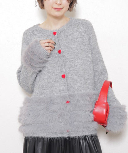 【M〜L】ふわふわハートボタンニットカーディガン｜ChouChou
