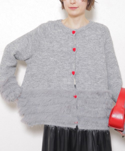 【M〜L】ふわふわハートボタンニットカーディガン｜ChouChou