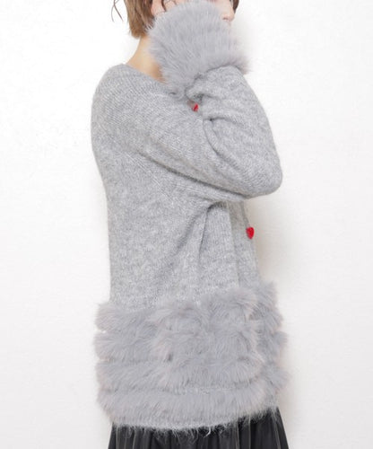 【M〜L】ふわふわハートボタンニットカーディガン｜ChouChou