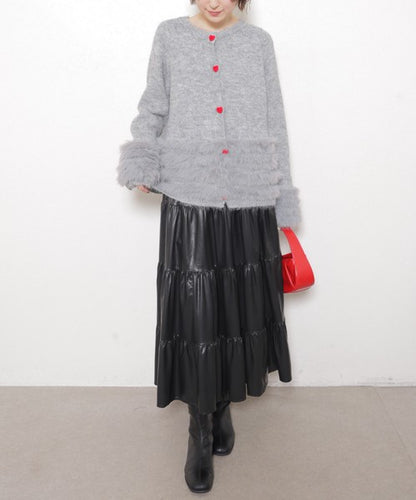 【M〜L】ふわふわハートボタンニットカーディガン｜ChouChou