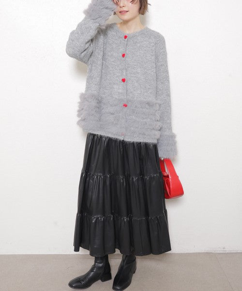 【M〜L】ふわふわハートボタンニットカーディガン｜ChouChou
