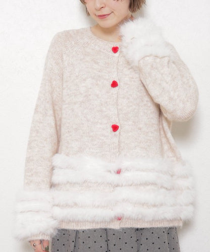 【M〜L】ふわふわハートボタンニットカーディガン｜ChouChou