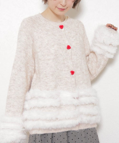 【M〜L】ふわふわハートボタンニットカーディガン｜ChouChou