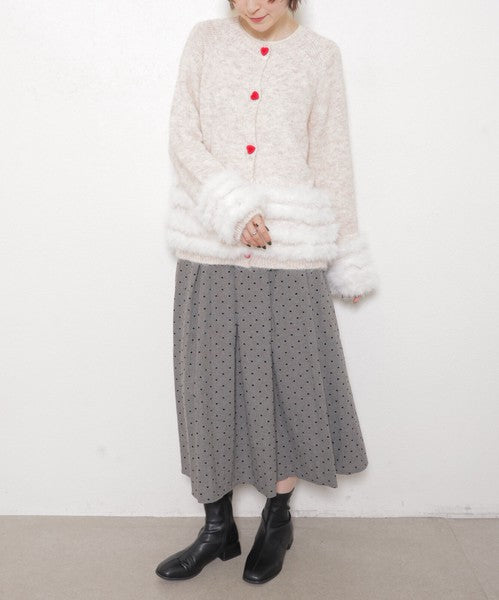 【M〜L】ふわふわハートボタンニットカーディガン｜ChouChou