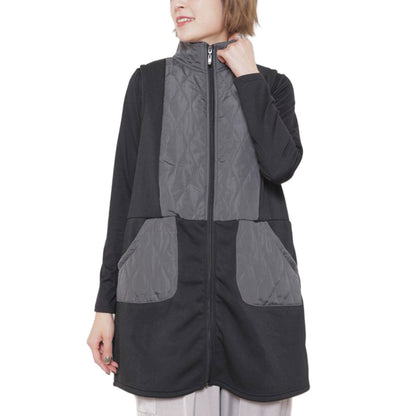 【フリー】裏起毛×キルティング 切替ロングベスト｜Economico