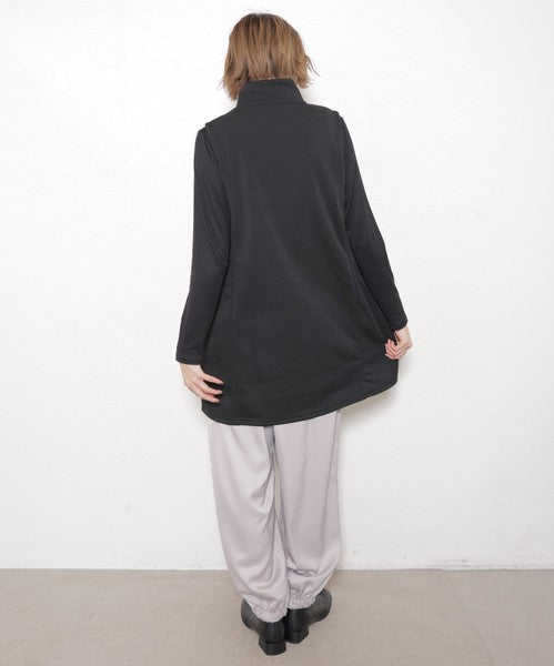 【フリー】裏起毛×キルティング 切替ロングベスト｜Economico