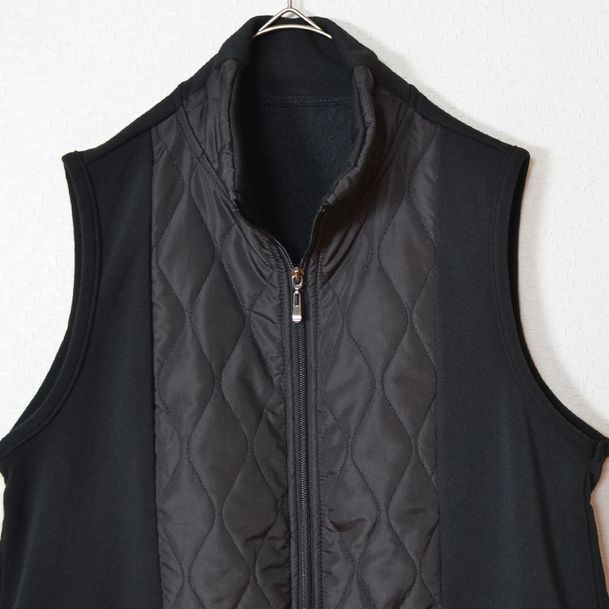 【フリー】裏起毛×キルティング 切替ロングベスト｜Economico