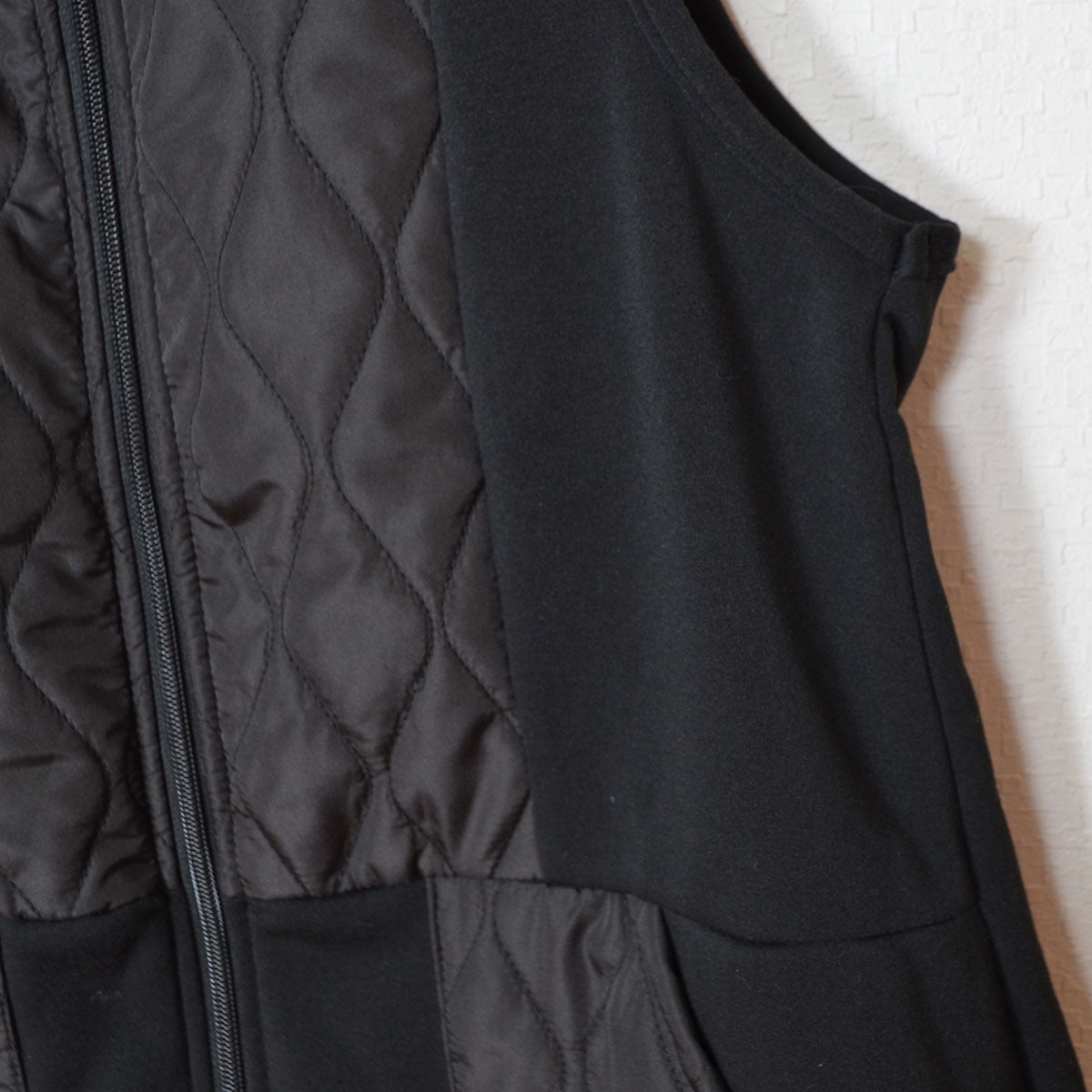 【フリー】裏起毛×キルティング 切替ロングベスト｜Economico