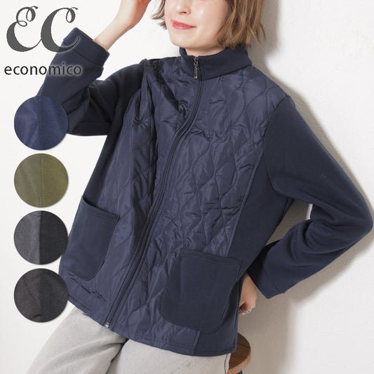 ブルゾンを着用したモデルの斜め前カット。ふんわりシルエットとやや短め丈が印象的。