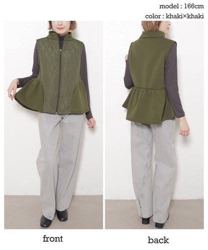 【フリー】裏起毛×キルティング切替フレアベスト｜Economico