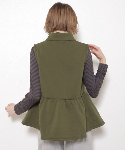 【フリー】裏起毛×キルティング切替フレアベスト｜Economico