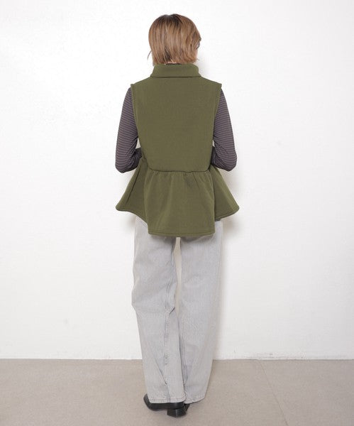 【フリー】裏起毛×キルティング切替フレアベスト｜Economico